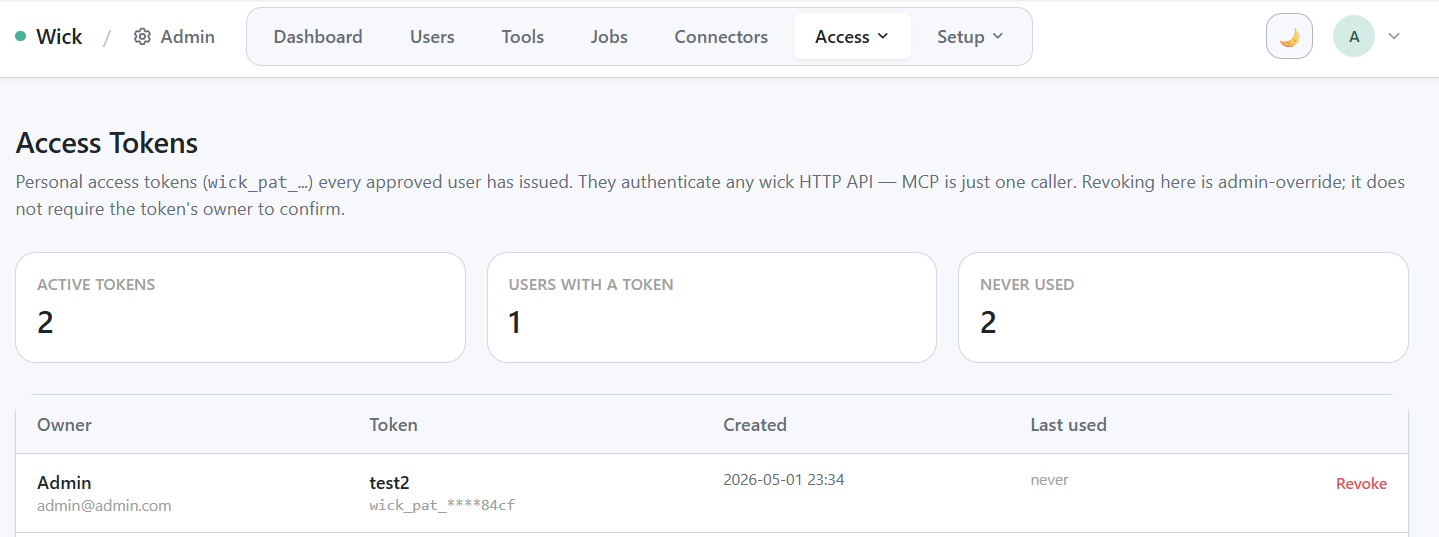 Admin access tokens cross-user view