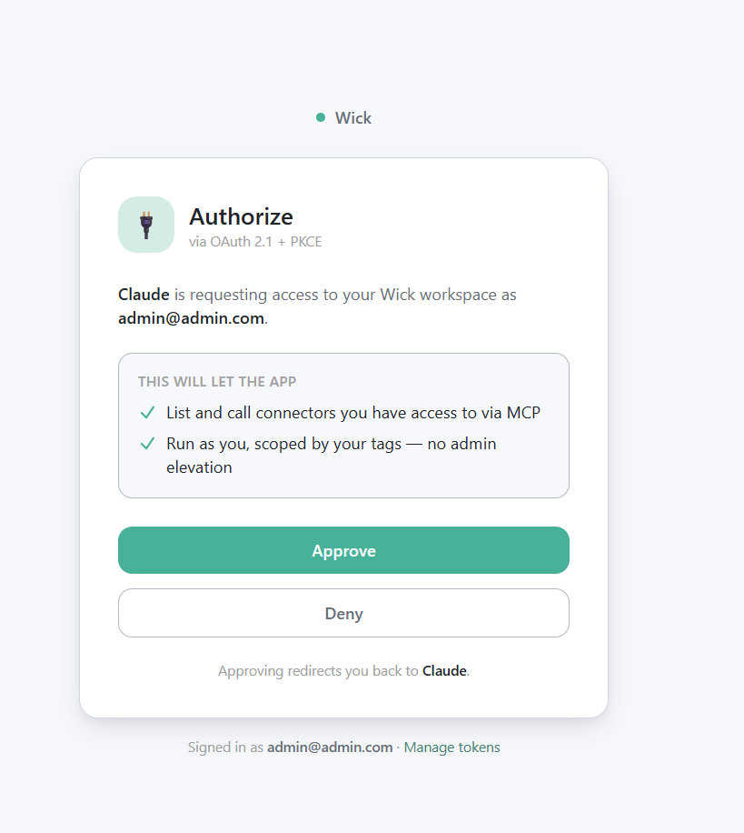 OAuth consent page